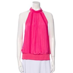 RAMY BROOK BNWT $275.00 LILIANNA Pink Halter Neck Top~Blouse Sz. XL